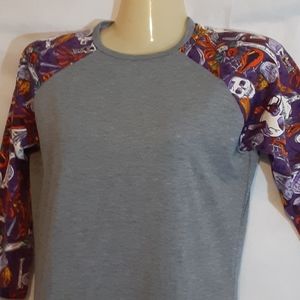 Purple Skull Print Lularoe Randy  Knit Top Shirt Womens XXS NWT New